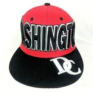 Washington DC Snapback Hat Cap Adult One Size Red Black Embroidered USA Capital‎